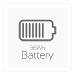 36Wh batterij – tot 5 uur accuduur*